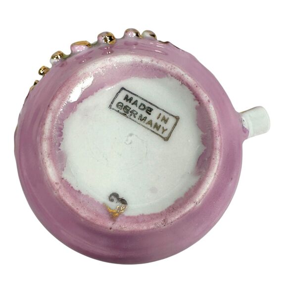 Antique Germany Pink Molded Lusterware Cups & Saucers Star Set 6 Vintage Ornate - Picture 7 of 15